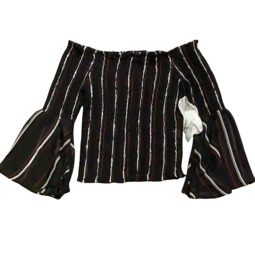 Crave Fame Elegant Black Striped Halter Top